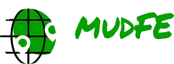 MUDFE Mudanzas — logotipo en negativo, para fondo oscuro.